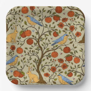 Plato De Papel Diseño de naranjas manzanas elegantes en árboles m