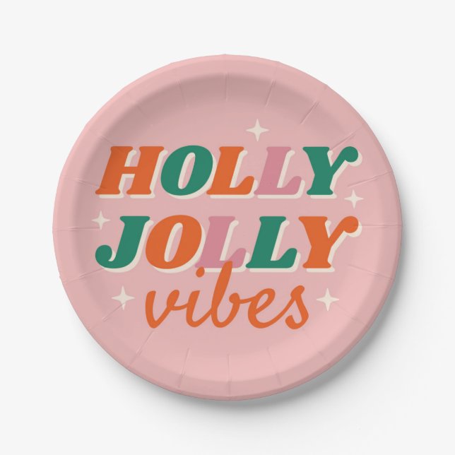 Plato De Papel Diseño de Navidades de Fun Holly Jolly Vibes (Anverso)