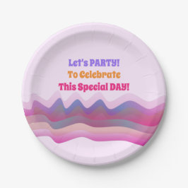 Plato De Papel Diseño de oleada de papel rosa personalizado