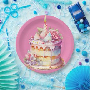 Plato De Papel Diseño de pasteles colorido y hermoso, moderno