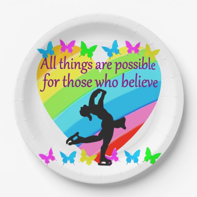 PLATO DE PAPEL DISEÑO DE PATINAJE DE FIGURA INSPIRADORA RELLENADO (Anverso)