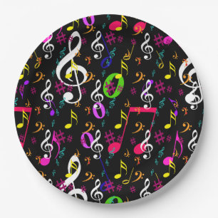 Plato De Papel Diseño de patrones de símbolos musicales