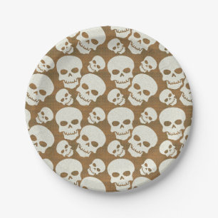 Plato De Papel Diseño de patrones gráficos de cráneo
