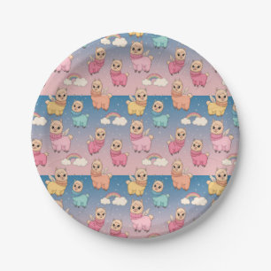 Plato De Papel Diseño de patrones mágicos de unicornio y estrella