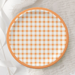 Plato De Papel Diseño de picnic con patrón de cuadros gingham nar