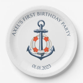 Plato De Papel Diseño de placa de papel de cumpleaños náutico