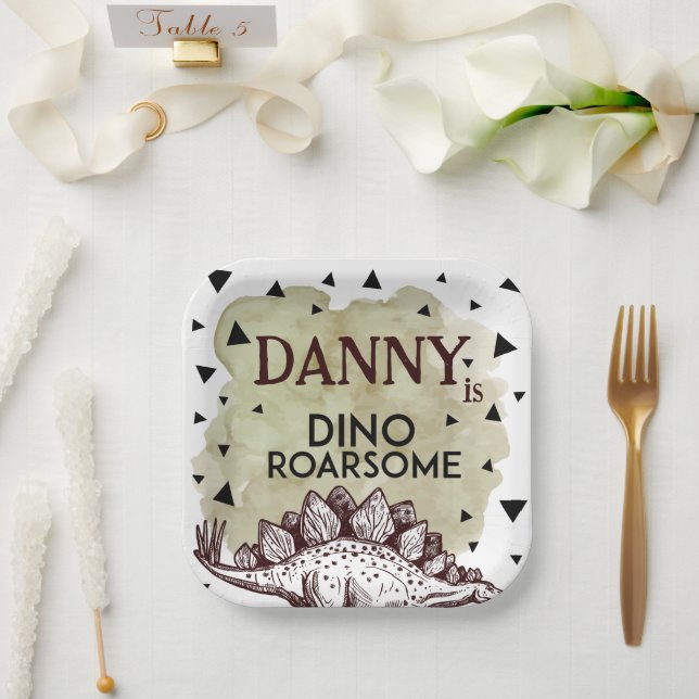 Plato De Papel Diseño de placa Fiesta Dino Roarsome (Boda)