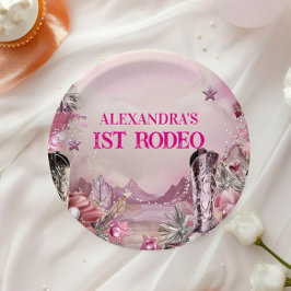 Plato De Papel Diseño de primer cumpleaños de vaquero rústico