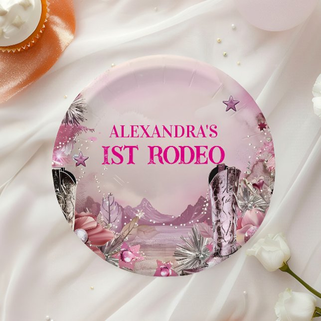Plato De Papel Diseño de primer cumpleaños de vaquero rústico (Subido por el creador)