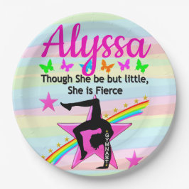 PLATO DE PAPEL DISEÑO DE REINAS GIMNASTICAS PEQUEÑO PERO FUERTE