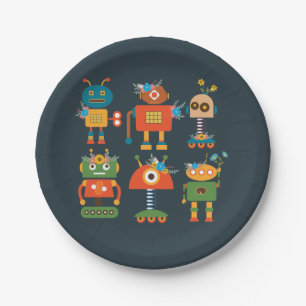 Plato De Papel Diseño de robots pequeños