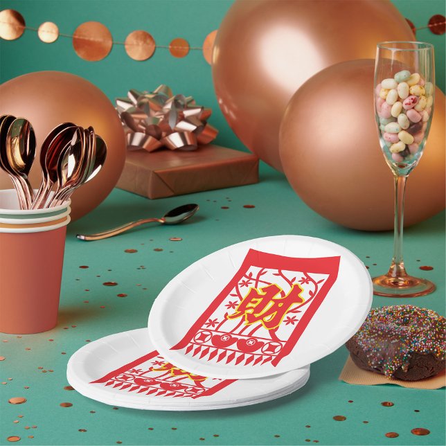 Plato De Papel Diseño de sobres rojo chino con símbolo de prosper (Subido por el creador)