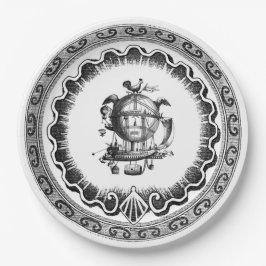 Plato De Papel Diseño de Steampunk del dirigible del vintage