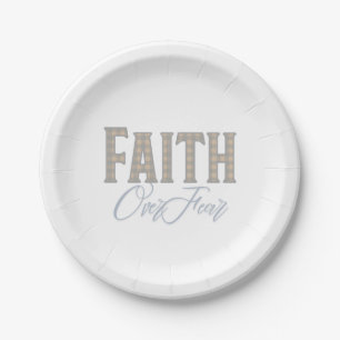 Plato De Papel Diseño de tipografía cristiana Fe sobre Miedo