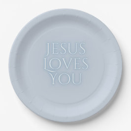 Plato De Papel Diseño de tipografía cristiana que Jesús ama 