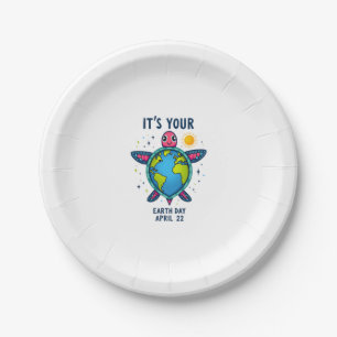 Plato De Papel Diseño de Tortuga del Día de la Tierra 22 de Abril