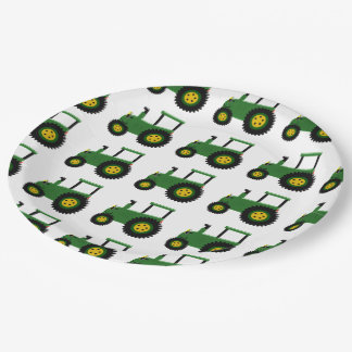 Plato De Papel Diseño de Tractor Verde