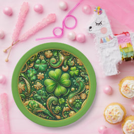 Plato De Papel Diseño de trébol del día de San Patricio