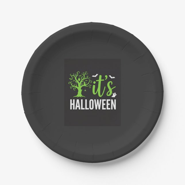 Plato De Papel Diseño de vector de murciélagos de árbol espeluzna (Anverso)