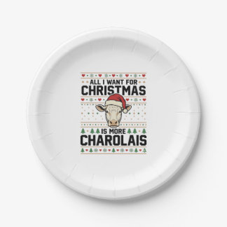 Plato De Papel Diseño de vector de suéter feo de vaca de Navidad