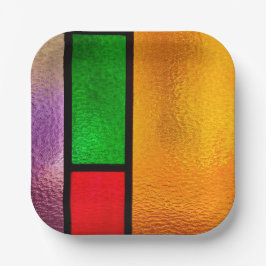 Plato De Papel Diseño de vidrio de tela colorida