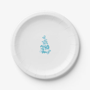 Plato De Papel Diseño decorativo azul bola, turquesa medio