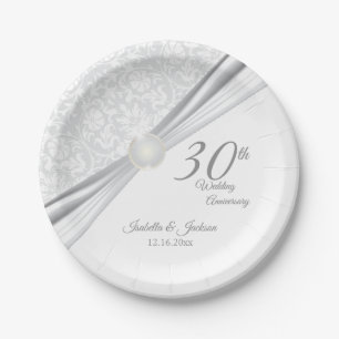 Plato De Papel Diseño del 30° aniversario de Pearl Boda