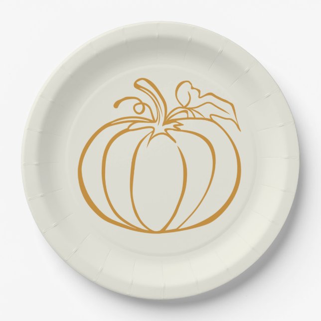 Plato De Papel Diseño del Día de Acción de Gracias de la Calabaza (Anverso)