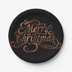 Plato De Papel Diseño del guión de la Feliz Navidad