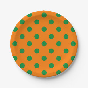 Plato De Papel Diseño del patrón de puntos de polka verde sobre N