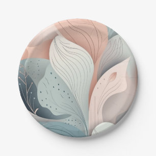 Plato De Papel Diseño elegante y bonito de hojas pastel