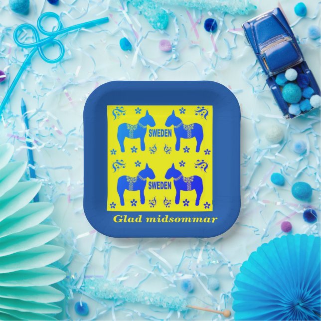 Plato De Papel diseño escandinavo,Personalized Glad midsommar (Fiesta)