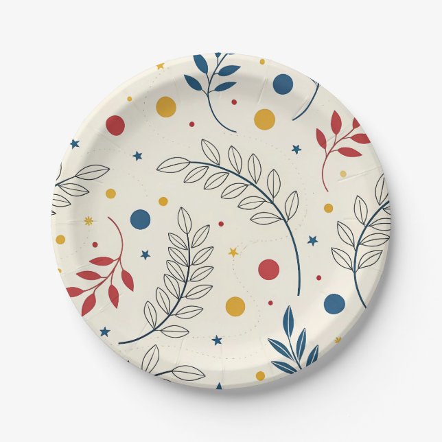 Plato De Papel Diseño floral (Anverso)