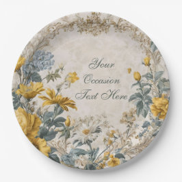 Plato De Papel Diseño Floral Botánico