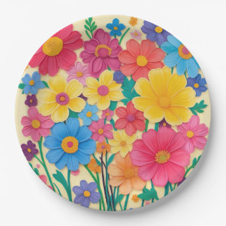 Plato De Papel Diseño floral brillante para eventos especiales co