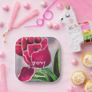 Plato De Papel Diseño floral de regalo, tipografía personalizada