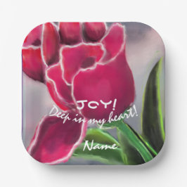 Plato De Papel Diseño floral de regalo, tipografía personalizada