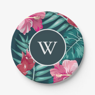 Plato De Papel Diseño floral personalizado de verano exótico