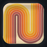 Plato De Papel Diseño geométrico de estilo retro vintage de los a<br><div class="desc">Diseño geométrico de estilo retro vintage de los años 70 en Naranja marrón y amarillo.</div>