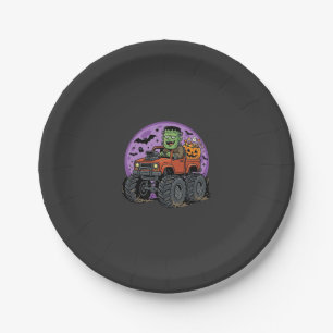 Plato De Papel Diseño gráfico de camión monstruo de Frankenstein 