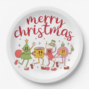 Plato De Papel Diseño lindo y festivo para navidad feroz