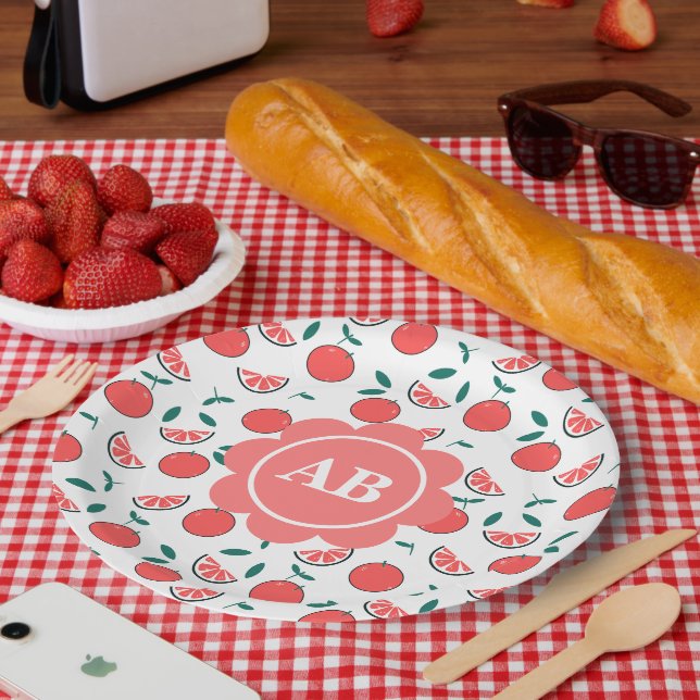 Plato de papel diseño melocotones (Picnic)