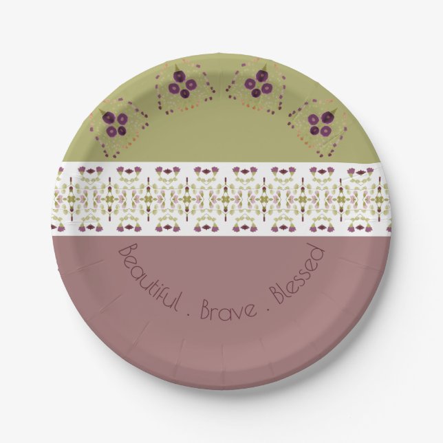 Plato De Papel Diseño mixto floral y patentado (Anverso)