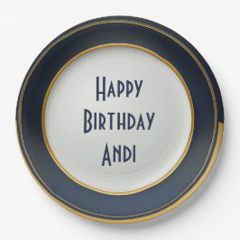 Plato De Papel Diseño moderno japonés de cerámica azul y oro