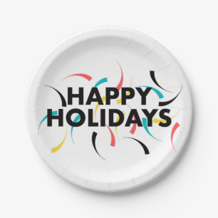 Plato De Papel Diseño moderno y lúdico de "Felices Fiestas"