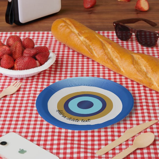 Plato De Papel Diseño ocular griego acaba de añadir texto (Picnic)