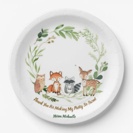 Plato De Papel diseño personalizado clásico de animales del bosqu