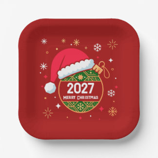 Plato De Papel Diseño personalizado de Navidad y Año Nuevo 2027