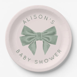 Plato De Papel Diseño personalizado Sage Velvet con arco