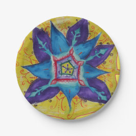 Plato De Papel Diseño pintado a mano con sueño Mandala